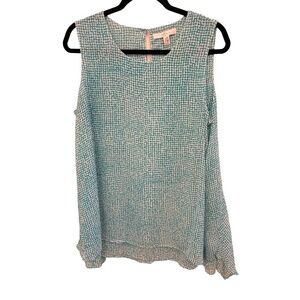 Fever Top Women's Turquoise Geometric Sleeveless Tiered Shark Bite Hem Size L